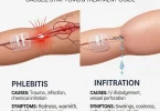 Phlebitis vs inflitration