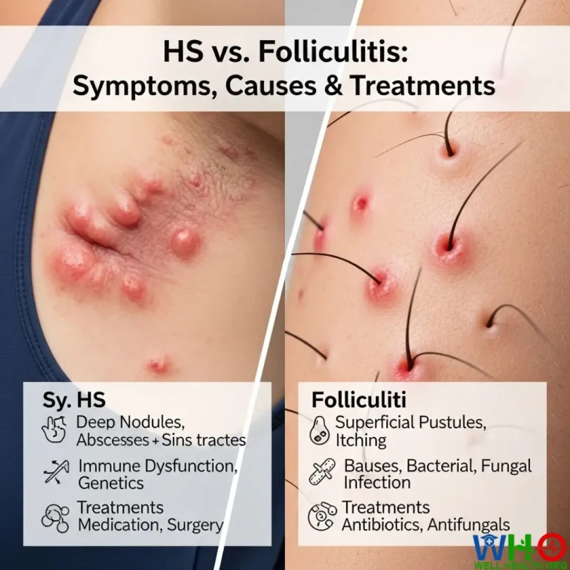 Hidradenitis suppurativa (HS) vs folliculitis